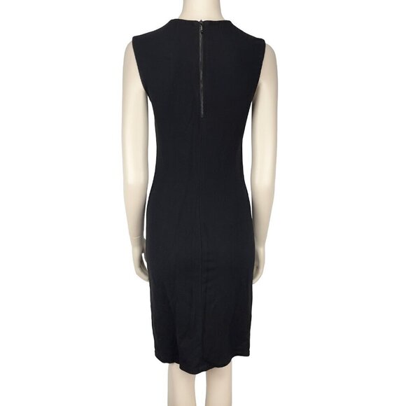 VINCE Black Office‎ Round Neck Fitted Sheat Stretch Comfortable Midi Dress sz S - Picture 10 of 13